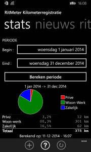 RitMeter tabblad statistieken voor Windowns Phone 8.1